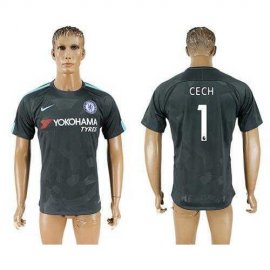 Chelsea #1 Cech Black Soccer Club Jersey
