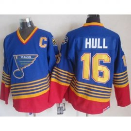 St. Louis Blues #16 Brett Hull Light Blue/Red CCM Throwback Stitched NHL Jersey