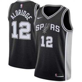 Mens Nike San Antonio Spurs #12 LaMarcus Aldridge Black NBA Swingman Icon Edition Jersey