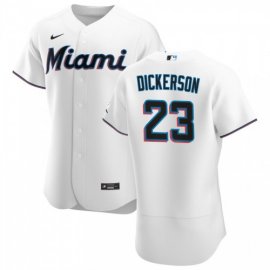Miami Marlins #23 Corey Dickerson Mens Nike White Home 2020 Authentic Player MLB Jersey