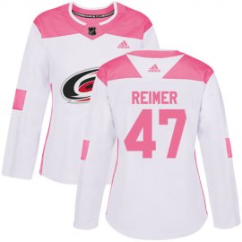 Adidas Carolina Hurricanes #47 James Reimer White/Pink Authentic Fashion Womens Stitched NHL Jersey