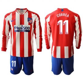 Atletico Madrid #11 Correa Home Long Sleeves Soccer Club Jersey