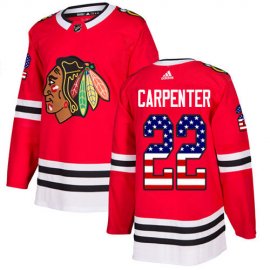 Adidas Chicago Blackhawks #22 Ryan Carpenter Red Home Authentic USA Flag Stitched Youth NHL Jersey
