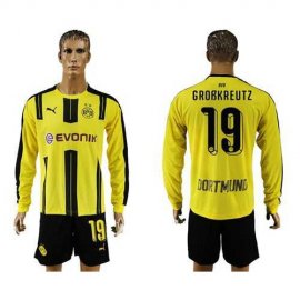 Dortmund #19 Grobkreutz Home Long Sleeves Soccer Club Jersey