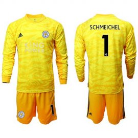 Leicester City #1 Schmeichel Yellow Goalkeeper Long Sleeves Soccer Club Jersey