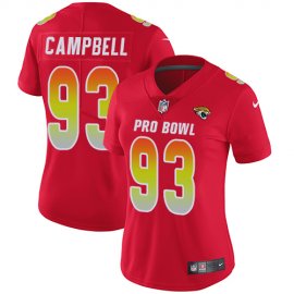 Nike Jacksonville Jaguars #93 Calais Campbell Red Womens Stitched NFL Limited AFC 2019 Pro Bowl Jersey