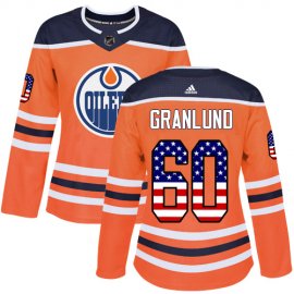 Adidas Edmonton Oilers #60 Markus Granlund Orange Home Authentic USA Flag Womens Stitched NHL Jersey