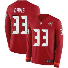 Nike Tampa Bay Buccaneers #33 Carlton Davis Red Team Color Mens Stitched NFL Limited Therma Long Sleeve Jersey