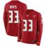 Nike Tampa Bay Buccaneers #33 Carlton Davis Red Team Color Mens Stitched NFL Limited Therma Long Sleeve Jersey