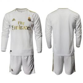 Real Madrid Blank White Home Long Sleeves Soccer Club Jersey