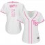 Tampa Bay Rays #5 Matt Duffy White/Pink Fashion Womens Stitched MLB Jersey