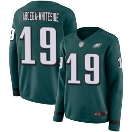 Nike Philadelphia Eagles #19 JJ Arcega-Whiteside Midnight Green Team Color Womens Stitched NFL Limited Therma Long Sleeve Jersey