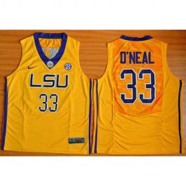 LSU Tigers #33 Shaquille ONeal Gold Basketball Stitched NCAA Jersey