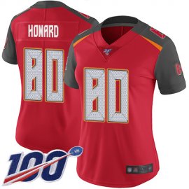 Nike Tampa Bay Buccaneers #80 O. J. Howard Red Team Color Womens Stitched NFL 100th Season Vapor Limited Jersey
