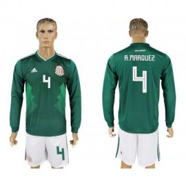 Mexico #4 R.MARQUEZ Home 2018 FIFA World Cup Long Sleeve Soccer Jersey