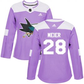 Adidas San Jose Sharks #28 Timo Meier Purple Authentic Fights Cancer Womens Stitched NHL Jersey