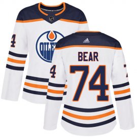 Adidas Edmonton Oilers #74 Ethan Bear White Road Authentic Womens Stitched NHL Jersey