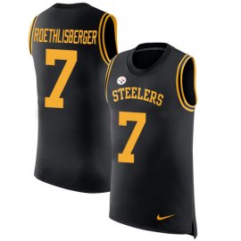 Nike Pittsburgh Steelers #7 Ben Roethlisberger Black Team Color Mens Stitched NFL Limited Rush Tank Top Jersey