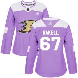 Adidas Anaheim Ducks #67 Rickard Rakell Purple Authentic Fights Cancer Womens Stitched NHL Jersey