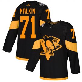 Adidas Pittsburgh Penguins #71 Evgeni Malkin Black Authentic 2019 Stadium Series Womens Stitched NHL Jersey