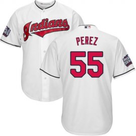 Cleveland Indians #55 Roberto Perez White Home 2016 World Series Bound Stitched Youth MLB Jersey