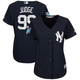 New York Yankees #99 Aaron Judge Navy Blue 2018 Spring Training Cool Base Womens Stitched MLB Jersey
