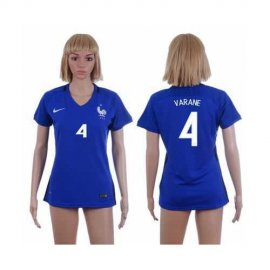 Womens France #4 Varane Home Soccer Country Jersey