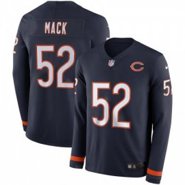 Mens Chicago Bears #52 Khalil Mack Navy Blue Team Color Mens Stitched NFL Limited Therma Long Sleeve Jersey