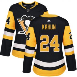 Adidas Pittsburgh Penguins #24 Dominik Kahun Black Home Authentic Womens Stitched NHL Jersey