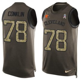 Nike Cleveland Browns #78 Jack Conklin Green Mens Stitched NFL Limited Salute To Service Tank Top Jersey