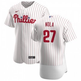 Philadelphia Phillies #27 Aaron Nola Mens Nike White Home 2020 Authentic Player MLB Jersey