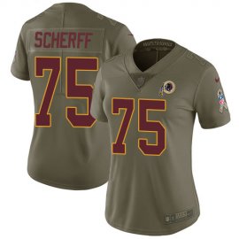 Nike Washington Football Team #75 Brandon Scherff Olive Womens Stitched NFL Limited 2017 Salute to Service Jersey