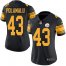 Nike Pittsburgh Steelers #43 Troy Polamalu Black Womens Stitched NFL Limited Rush Jersey
