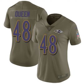 Nike Baltimore Ravens #48 Patrick Queen Olive Womens Stitched NFL Limited 2017 Salute To Service Jersey