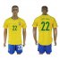 Brazil #22 Coutinho Home Soccer Country Jersey