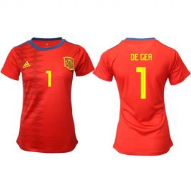 Womens Spain #1 De Gea Red Home Soccer Country Jersey