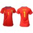 Womens Spain #1 De Gea Red Home Soccer Country Jersey