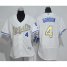 Kansas City Royals #4 Alex Gordon White Flexbase Authentic 2015 World Series Champions Gold Program Cool Base Womens Stitched MLB Jersey