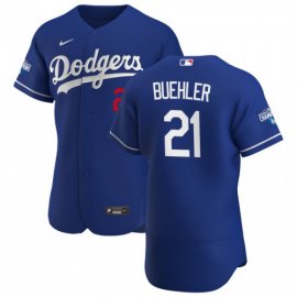 Los Angeles Dodgers #21 Walker Buehler Mens Nike Royal Alternate 2020 World Series Champions Authentic Player MLB Jersey