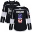 Adidas Los Angeles Kings #8 Drew Doughty Black Home Authentic USA Flag Womens Stitched NHL Jersey