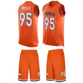 Nike Denver Broncos #95 Derek Wolfe Orange Team Color Mens Stitched NFL Limited Tank Top Suit Jersey
