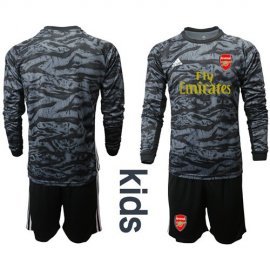 Arsenal Blank Black Long Sleeves Kid Soccer Club Jersey