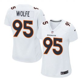 Nike Denver Broncos #95 Derek Wolfe White Womens Stitched NFL Game Event Jersey