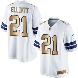 Nike Dallas Cowboys #21 Ezekiel Elliott White Mens Stitched NFL Limited Gold Jersey