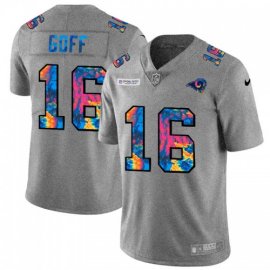 Los Angeles Rams #16 Jared Goff Mens Nike Multi-Color 2020 NFL Crucial Catch NFL Jersey Greyheather