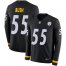 Nike Pittsburgh Steelers #55 Devin Bush Black Team Color Mens Stitched NFL Limited Therma Long Sleeve Jersey