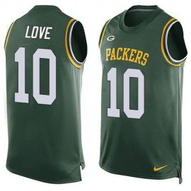 Nike Green Bay Packers #10 Jordan Love Green Team Color Mens Stitched NFL Limited Tank Top Jersey