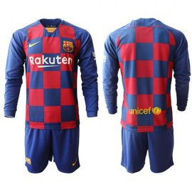 Barcelona Blank Home Long Sleeves Soccer Club Jersey