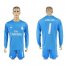 Real Madrid #1 Casillas Sky Blue Goalkeeper Long Sleeves Soccer Club Jersey