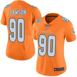 Nike Miami Dolphins #90 Shaq Lawson Orange Womens Stitched NFL Limited Rush Jersey